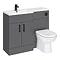 Apollo2 1100 Gloss Grey Combination Furniture Pack (excl. Pan + Cistern) w. Matt Black Handles  Stan