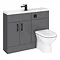 Apollo2 1100 Gloss Grey Slimline Combination Furniture Pack (excl. Pan + Cistern) w. Matt Black Hand