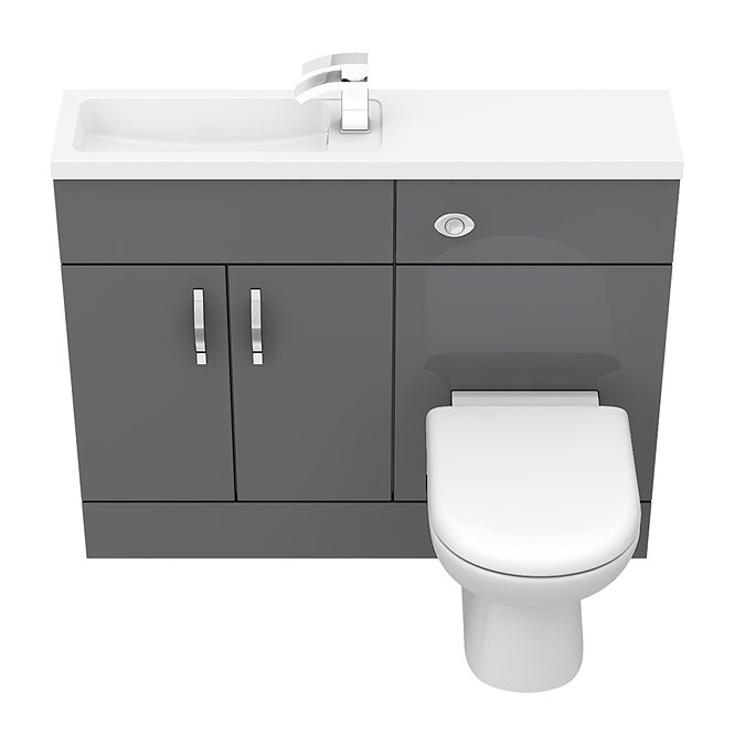 Apollo2 1100mm Gloss Grey Slimline Combination Furniture Pack (Excludes Pan + Cistern)  Standard Lar