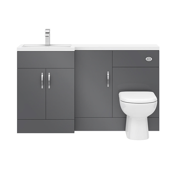 Apollo2 1500mm Gloss Grey Combination Furniture Pack (Excludes Pan + Cistern)  In Bathroom Large Ima