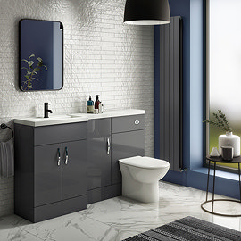 Apollo2 1500mm Gloss Grey Combination Furniture Pack (Excludes Pan + Cistern) Large Image