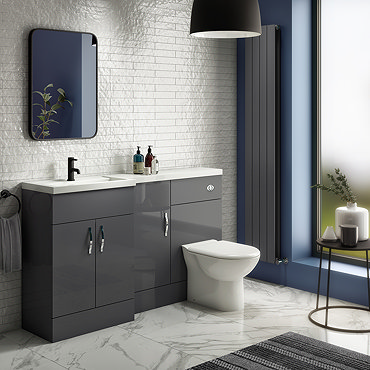 Apollo2 1500mm Gloss Grey Combination Furniture Pack (Excludes Pan + Cistern)  Profile Large Image