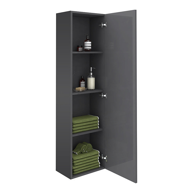 Apollo2 400mm Gloss Grey Tall Wall Hung Unit w. Matt Black Handle Feature Large Image