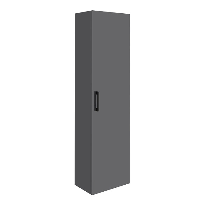 Apollo2 400mm Gloss Grey Tall Wall Hung Unit w. Matt Black Handle Large Image