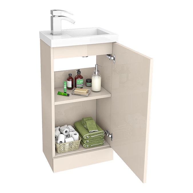 Apollo2 405mm Gloss Cashmere Compact Floor Standing Vanity Unit  Feature Large Image