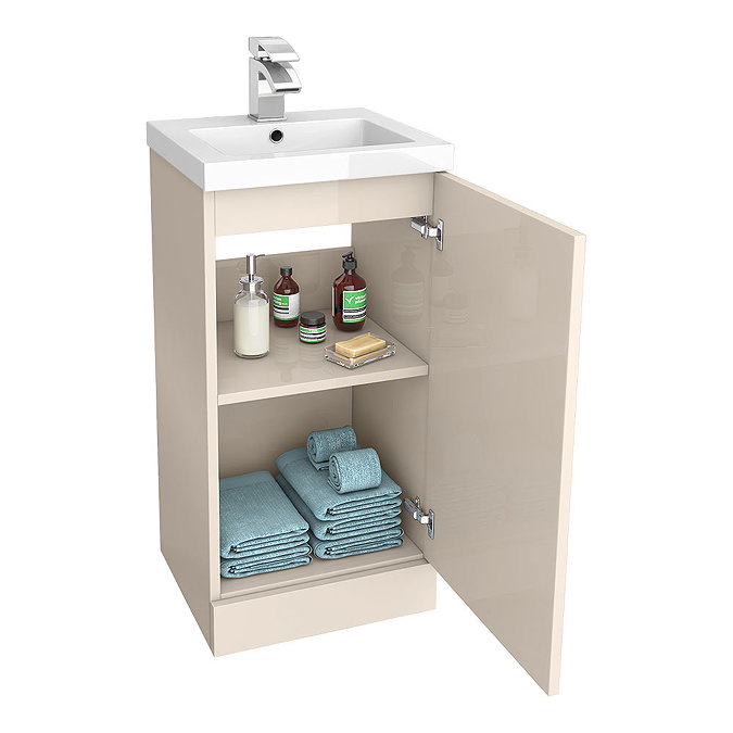 Apollo2 405mm Gloss Cashmere Floor Standing Vanity Unit Feature Large Image