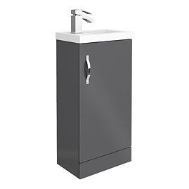 Apollo2 405mm Gloss Grey Compact Floor Standing Vanity Unit Large Image