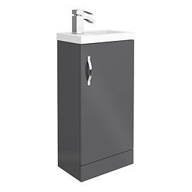 Apollo2 405mm Gloss Grey Compact Floor Standing Vanity Unit Large Image