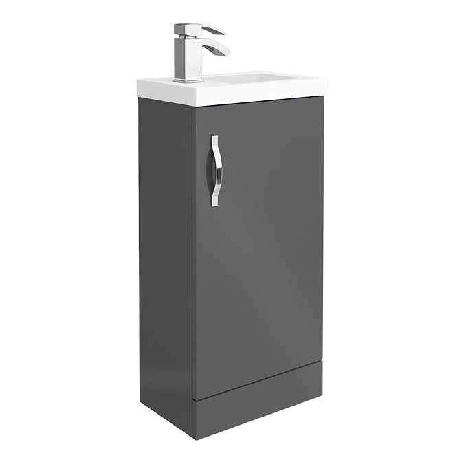 Apollo2 405mm Gloss Grey Compact Floor Standing Vanity Unit Large Image