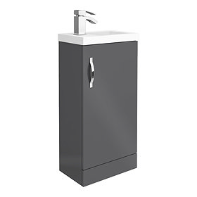 Apollo2 405mm Gloss Grey Compact Floor Standing Vanity Unit Large Image