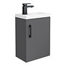 Apollo2 405mm Gloss Grey Compact Wall Hung Vanity Unit w. Matt Black Handle  Profile Large Image
