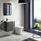 Apollo2 405mm Gloss Grey Compact Wall Hung Vanity Unit w. Matt Black Handle  In Bathroom Large Image