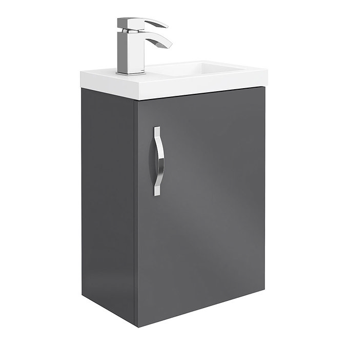 Apollo2 405mm Gloss Grey Compact Wall Hung Vanity Unit  Newest Large Image
