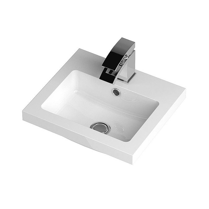 Apollo2 405mm Gloss Grey Wall Hung Vanity Unit w. Matt Black Handle Profile Large Image