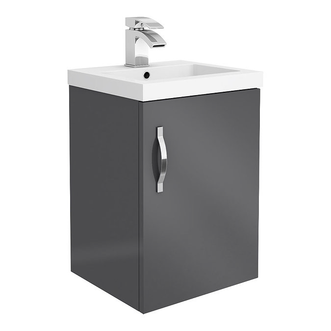 Apollo2 405mm Gloss Grey Wall Hung Vanity Unit Large Image