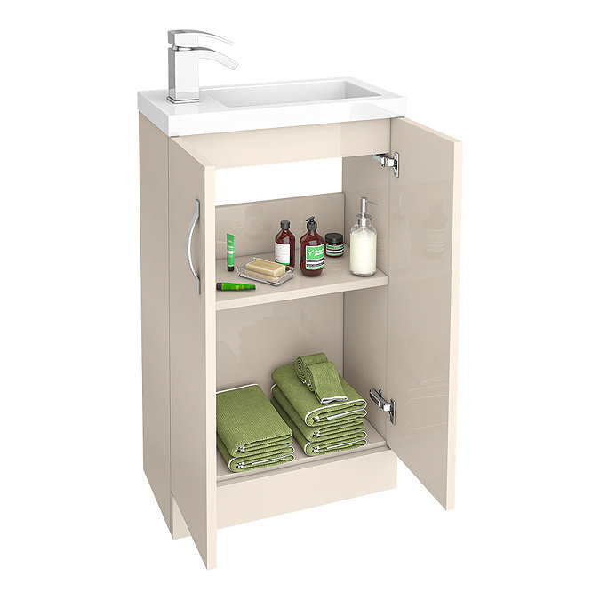 Apollo2 505mm Gloss Cashmere Compact Floor Standing Vanity Unit  Feature Large Image