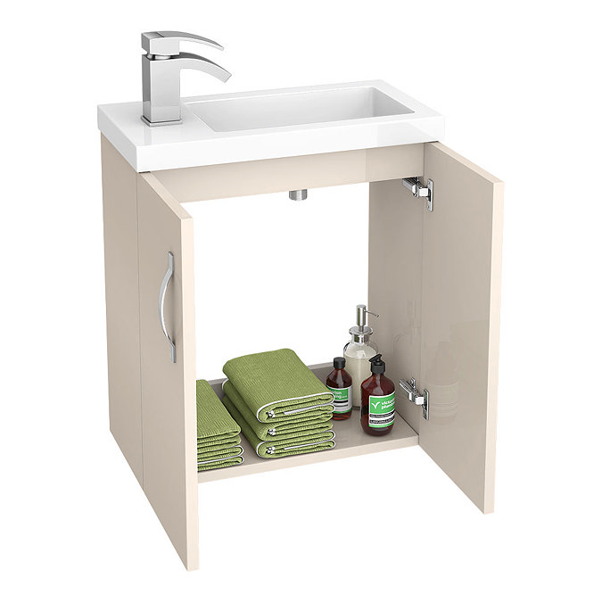 Apollo2 505mm Gloss Cashmere Compact Wall Hung Vanity Unit  Feature Large Image