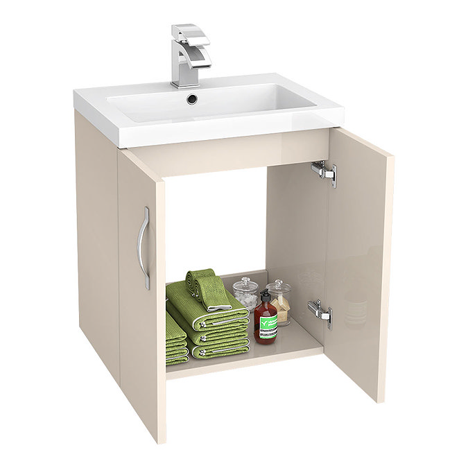 Apollo2 505mm Gloss Cashmere Wall Hung Vanity Unit  Feature Large Image