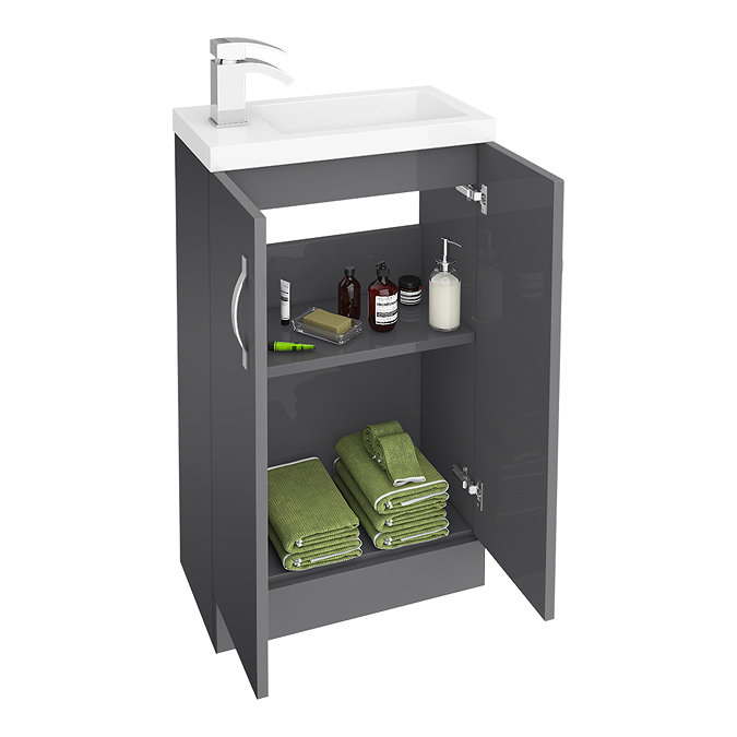 Apollo2 505mm Gloss Grey Compact Floor Standing Vanity Unit  Feature Large Image