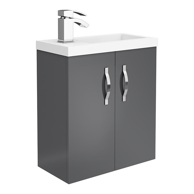 Apollo2 505mm Gloss Grey Compact Wall Hung Vanity Unit Large Image