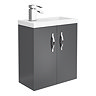Apollo2 505mm Gloss Grey Compact Wall Hung Vanity Unit Large Image