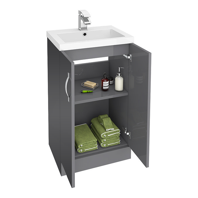 Apollo2 505mm Gloss Grey Floor Standing Vanity Unit Feature Large Image