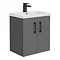 Apollo2 505mm Gloss Grey Wall Hung Vanity Unit w. Matt Black Handles Large Image