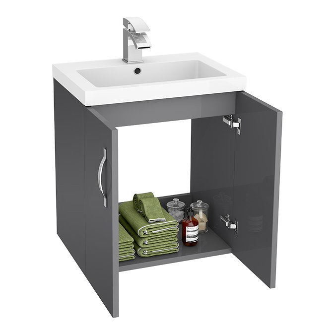 Apollo2 505mm Gloss Grey Wall Hung Vanity Unit Feature Large Image