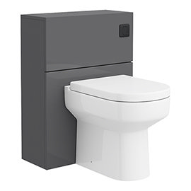 Apollo2 600mm Gloss Grey Complete Toilet Unit (incl. Pan, Cistern + Matt Black Flush) Medium Image