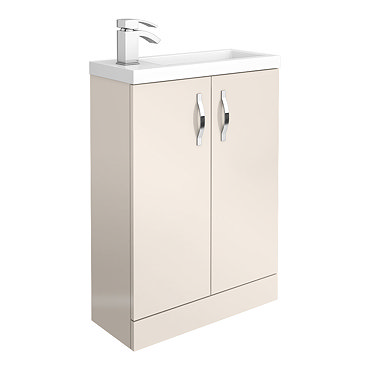 Apollo2 605mm Gloss Cashmere Compact Floor Standing Vanity Unit  Profile Large Image