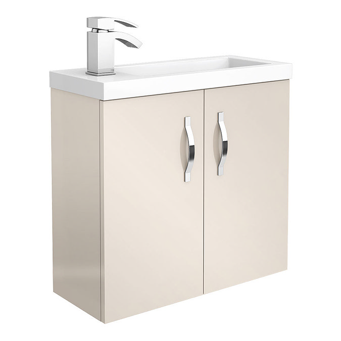Apollo2 605mm Gloss Cashmere Compact Wall Hung Vanity Unit Large Image