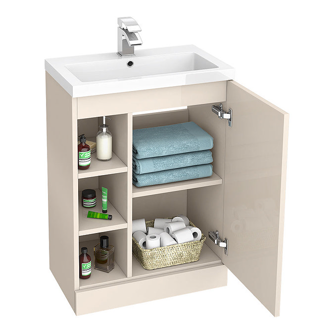 Apollo2 605mm Gloss Cashmere Open Shelf Floor Standing Vanity Unit  Feature Large Image