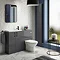 Apollo2 605mm Gloss Grey Compact Floor Standing Vanity Unit w. Matt Black Handles Standard Large Im