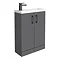 Apollo2 605mm Gloss Grey Compact Floor Standing Vanity Unit w. Matt Black Handles Large Image