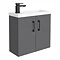 Apollo2 605mm Gloss Grey Compact Wall Hung Vanity Unit w. Matt Black Handles Large Image