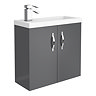 Apollo2 605mm Gloss Grey Compact Wall Hung Vanity Unit Large Image