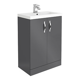 Apollo2 605mm Gloss Grey Floor Standing Vanity Unit Large Image