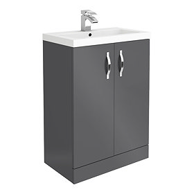 Apollo2 605mm Gloss Grey Floor Standing Vanity Unit Large Image