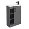 Apollo2 605mm Gloss Grey Open Shelf Compact Floor Standing Vanity Unit w. Matt Black Handle Large Im