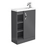 Apollo2 605mm Gloss Grey Open Shelf Compact Floor Standing Vanity Unit Large Image