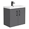 Apollo2 605mm Gloss Grey Wall Hung Vanity Unit w. Matt Black Handles Large Image