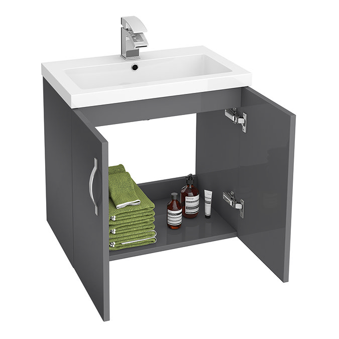Apollo2 605mm Gloss Grey Wall Hung Vanity Unit Feature Large Image