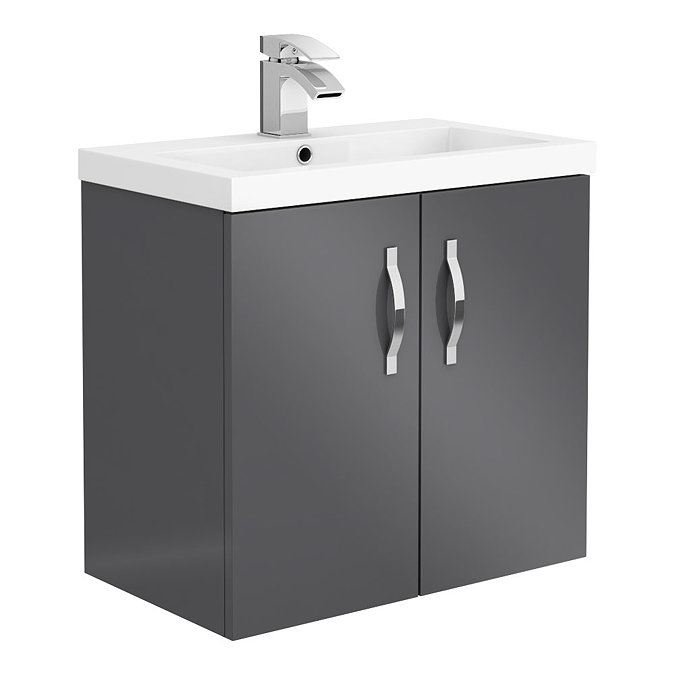 Apollo2 605mm Gloss Grey Wall Hung Vanity Unit Large Image