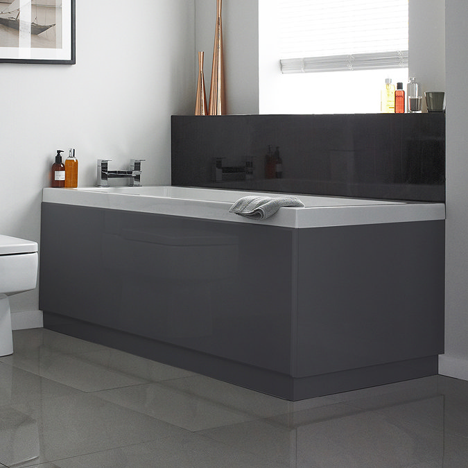 Apollo2 Single Ended Bath + Gloss Grey Panels Feature Large Image