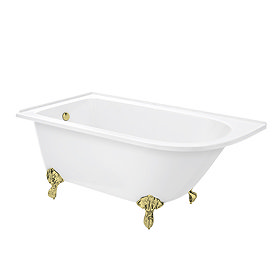 Appleby 1550 LH Roll Top Shower Bath + Brushed Brass Leg Set Large Image