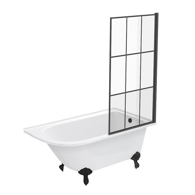 Appleby 1550 Roll Top Shower Bath with Matt Black Grid Screen + Leg Set  Standard Large Image