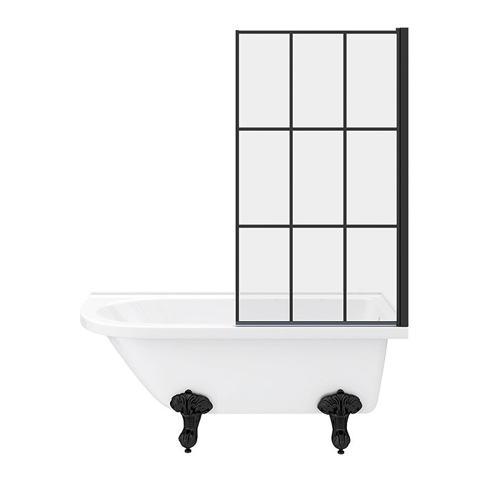 Appleby 1550 Roll Top Shower Bath with Matt Black Grid Screen + Leg Set  Newest Large Image
