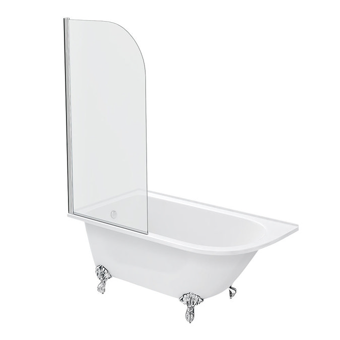 Appleby 1550 Roll Top Shower Bath with Screen + Chrome Leg Set  In Bathroom Large Image