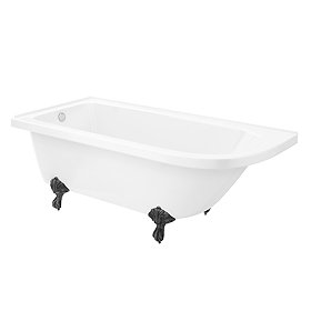 Appleby 1700 LH Roll Top Shower Bath + Matt Black Leg Set Large Image