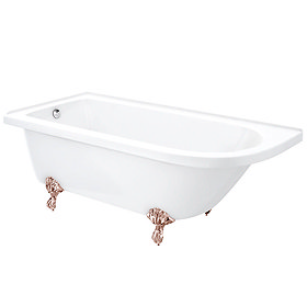 Appleby 1700 LH Roll Top Shower Bath + Rose Gold Leg Set Large Image